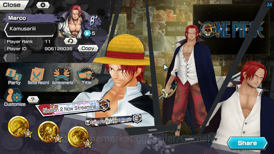 One Piece Bounty Rush Accounts Mid-Tier Global|4 EX |DD Shanks,Film Red Shanks,5Elders St.Ethanborn 2