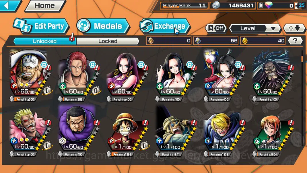 One Piece Bounty Rush Accounts Mid-Tier Global|4 EX |DD Shanks,Film Red Shanks,5Elders St.Ethanborn 7