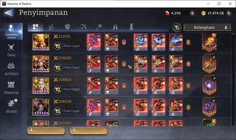 Watcher of Realms Accounts GLOBAL 60x|Lv 100|12M PWR|15 Lord[IngridA4,Oren,Pr image 19