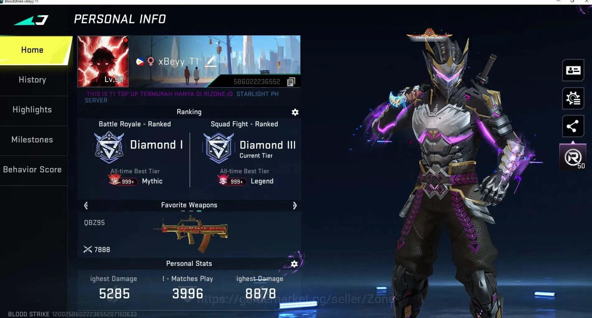 Blood Strike Accounts Collab Skin ASIA|1 ETERNAL|3 KNIFE |COLLAB AND LIMITED GUN +MANY ULTRA AND LEGENDARY GUN and 1