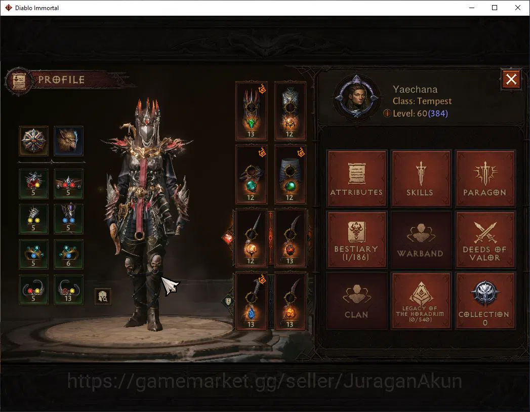 Diablo Immortal Accounts SEA-Anu |Lv60(384) Tempest |31K CR|Reso 330|Infern image 3