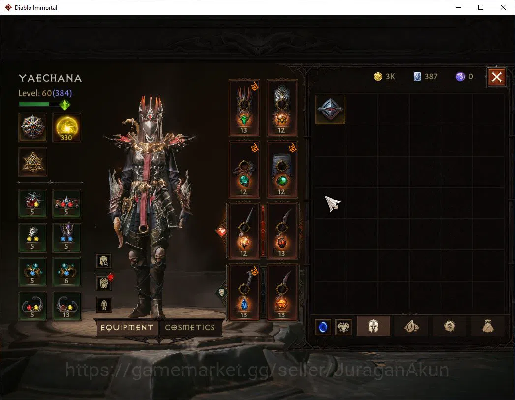 Diablo Immortal Accounts SEA-Anu |Lv60(384) Tempest |31K CR|Reso 330|Infern image 5