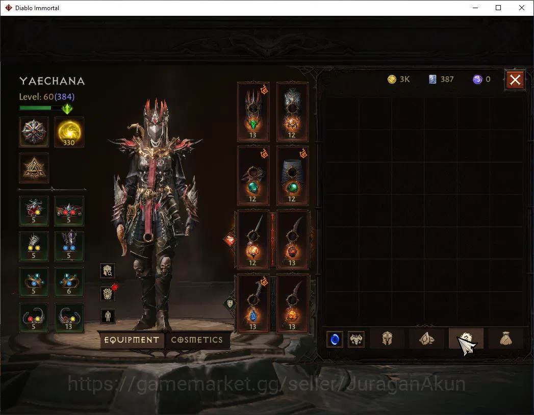 Diablo Immortal Accounts SEA-Anu |Lv60(384) Tempest |31K CR|Reso 330|Infern image 7