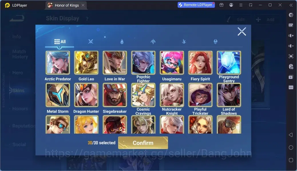 Honor of Kings Accounts Rare Skin Global |60H 43S|1SaintSeiya|1 Legend|GM Gan&Mo|6 Epic|1Event|1Worldly|12 Rare|TakeMail 6