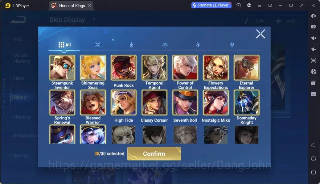 Honor of Kings Accounts Rare Skin Global |60H 43S|1SaintSeiya|1 Legend|GM Gan&Mo|6 Epic|1Event|1Worldly|12 Rare|TakeMail 7