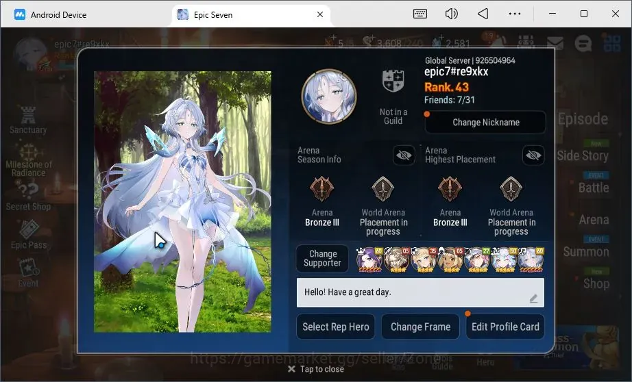 Epic Seven Accounts Starter Global|STARTER|5ML(Lisette,straze,yuvine Etc.)|PoH+Bless ON|SS 2.6K|theater 1