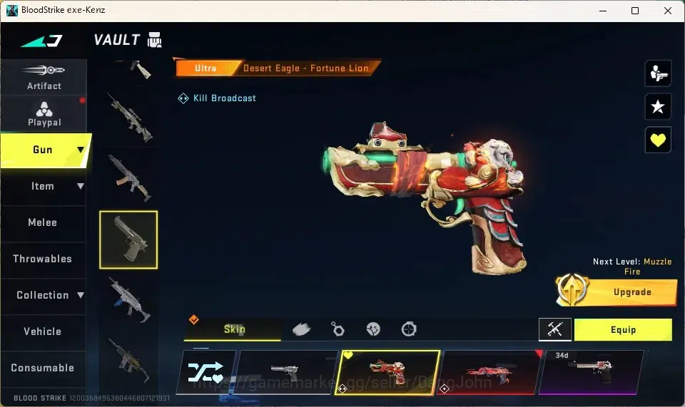 Blood Strike Accounts Collab Skin ASIA |1 Eternal: Desert Eagle-Scorpius|4 Collab Striker|5 Collab Gun|6 Ultra Guns|5 Ultra 6