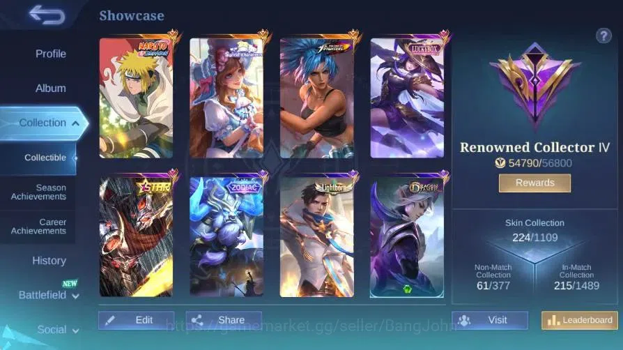 Mobile Legends: Bang Bang Accounts Global|Hero 97|Skin 224|Renowned|KOF Karina|Collab image 15