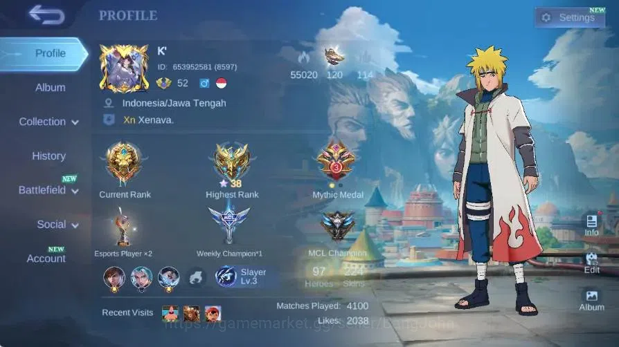 Mobile Legends: Bang Bang Accounts Global|Hero 97|Skin 224|Renowned|KOF Karina|Collab image 16