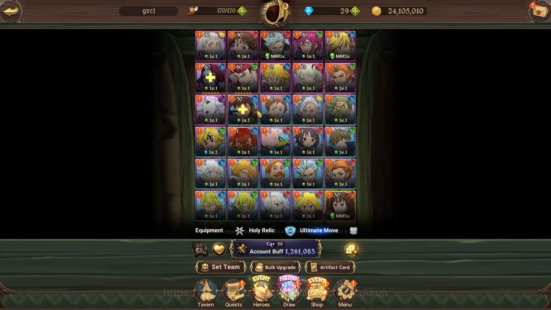 The Seven Deadly Sins: Grand Cross Accounts Asia | 1,2M CC | 5 UR + 10 LS | Goddess2/6, Mael,  image 2