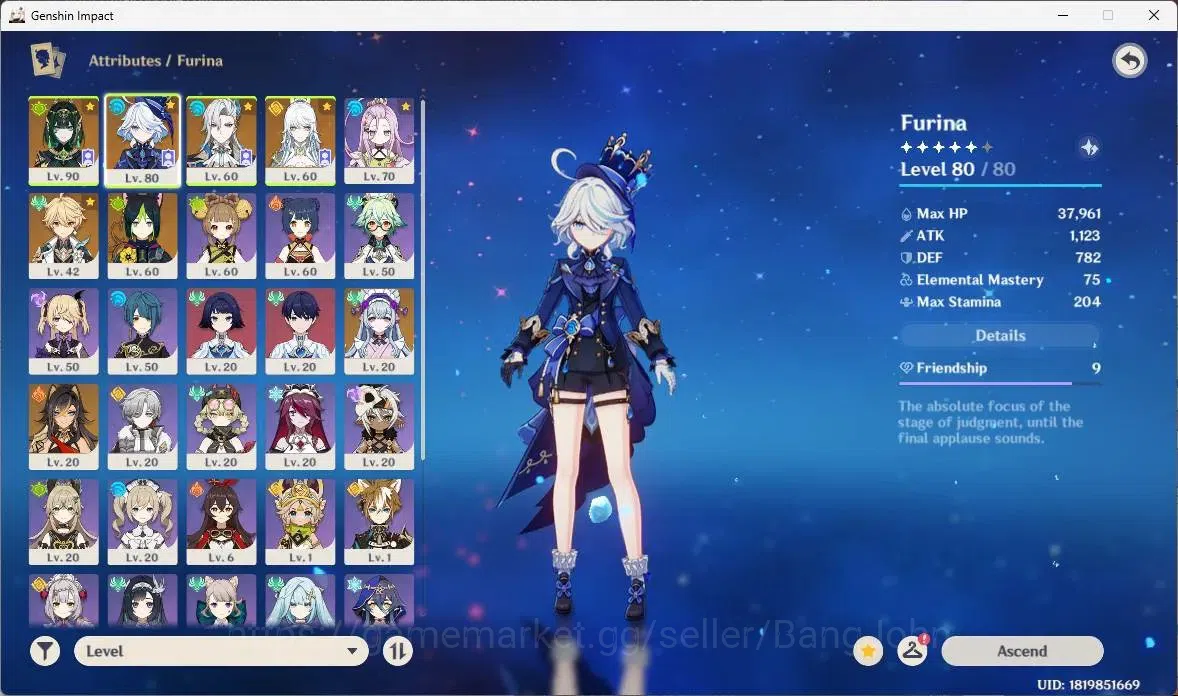 Genshin Impact Accounts ASIA | AR 54 | 4 limit (Nefer,Furina,Neuvillette,Z image 17