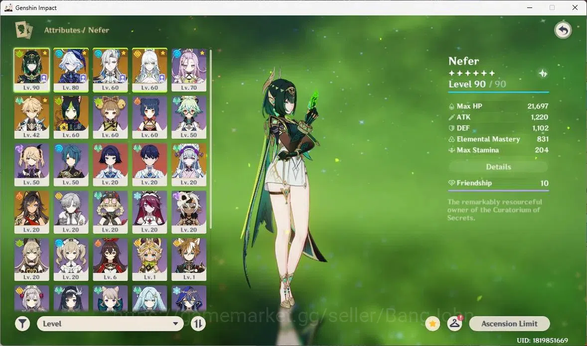 Genshin Impact Accounts ASIA | AR 54 | 4 limit (Nefer,Furina,Neuvillette,Z image 18