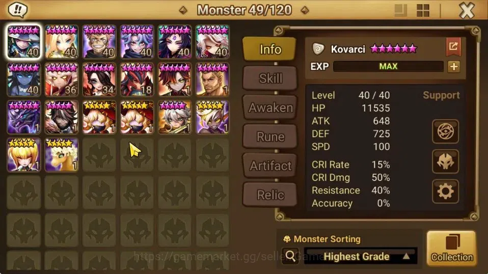 Summoners War: Sky Arena Accounts ASIA Lv 100|3 LD[Mookwol,Grogen,Kovarci]|38 Total  image 11