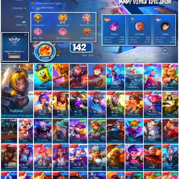 Mobile Legends: Bang Bang Accounts 🔥 #4001 🔥 142 Skins 💎 Expert Collector IV 👑 Collector Natalia Warrioress Paragon ⚔️