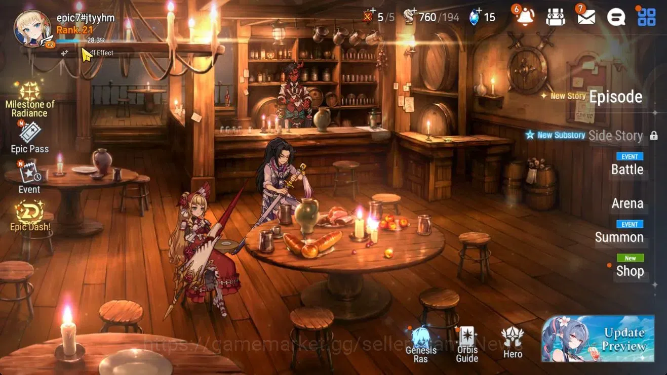 Epic Seven Accounts Starter GLOBAL UnVerif|New Era|2 ML(TR Elvira, Belian)+Ken,Pavel,Landy,Tenebria,etc|Abyss F 53|450 1