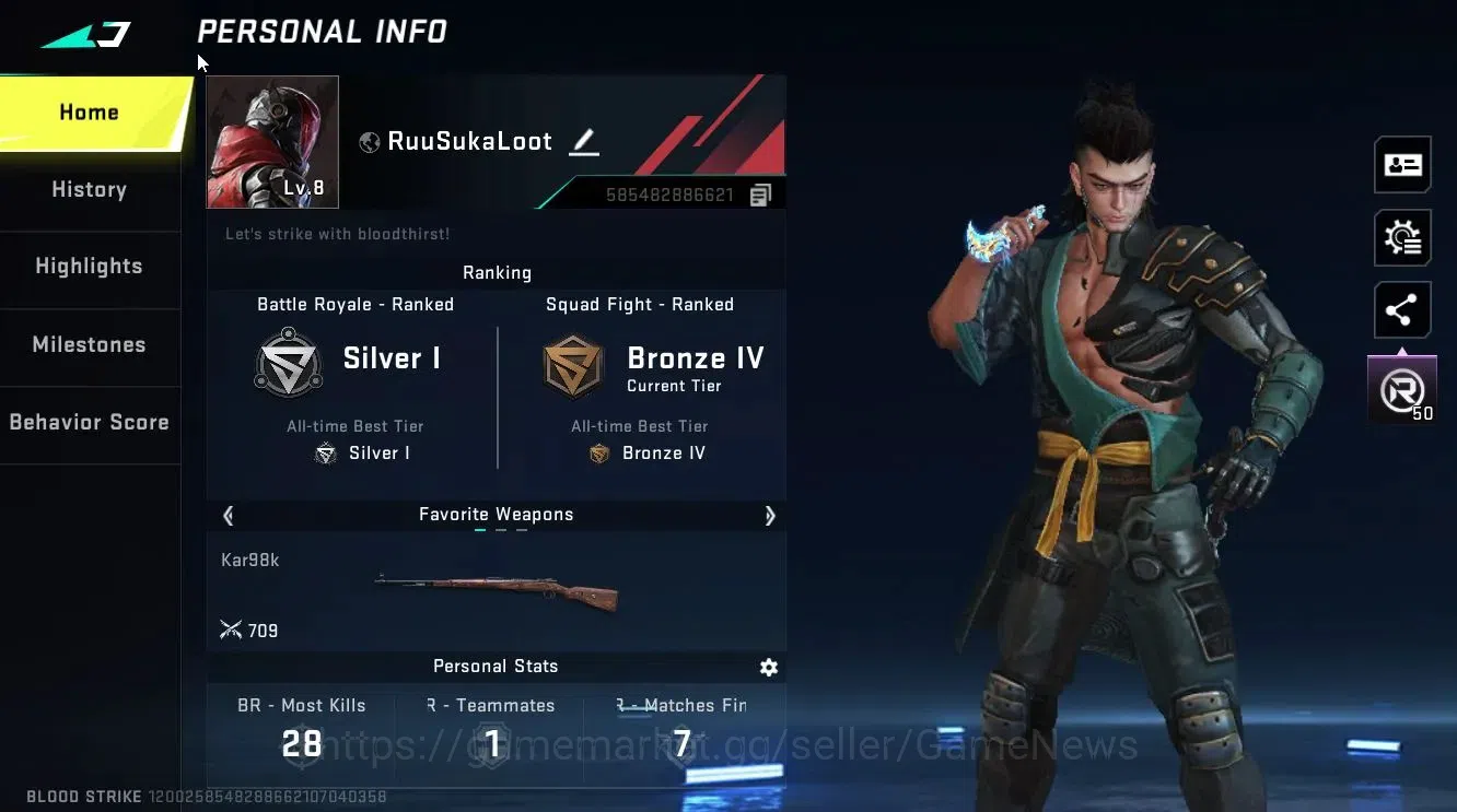Blood Strike Accounts ASIA|ULTRA MELEE Talon Knife-Sanctum+[Kar98k,Thomp image 2