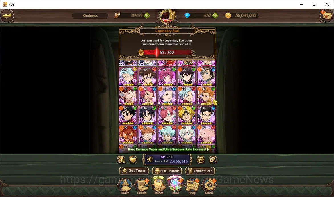 The Seven Deadly Sins: Grand Cross Accounts Midgame Global|2,6M CC|87 LS|2 LR+5 UR+FullCollab 1