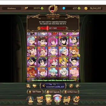 The Seven Deadly Sins: Grand Cross Accounts Midgame Global|2,6M CC|87 LS|2 LR+5 UR+FullCollab