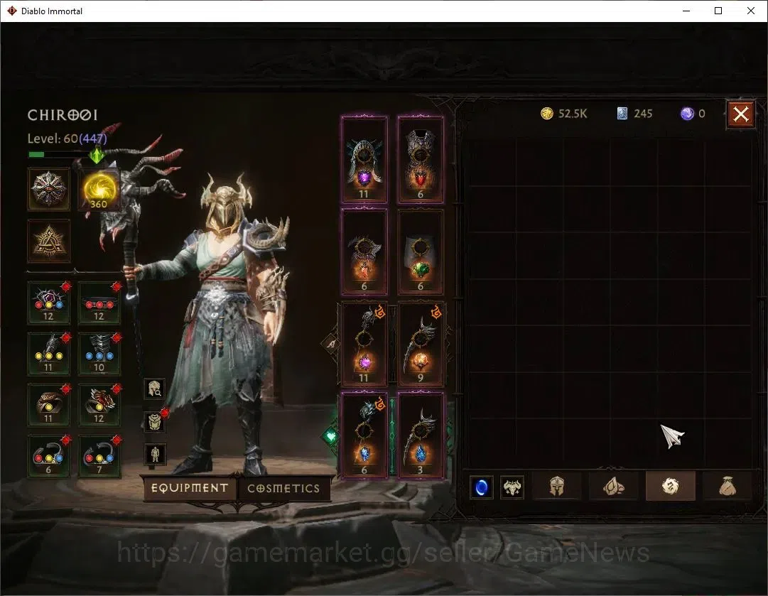 Diablo Immortal Accounts NA-High Heaven|CS ON|Lv60(447)|Druid|CR 32K|Reso 3 image 7
