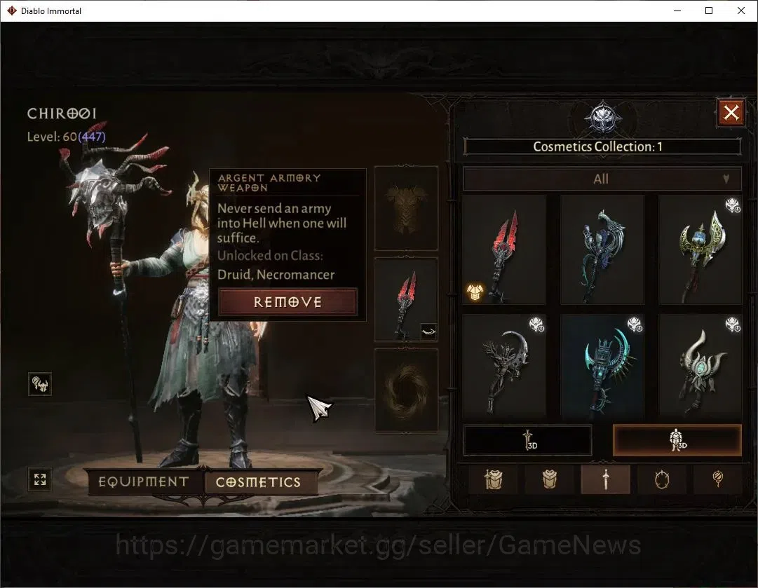 Diablo Immortal Accounts NA-High Heaven|CS ON|Lv60(447)|Druid|CR 32K|Reso 3 image 9