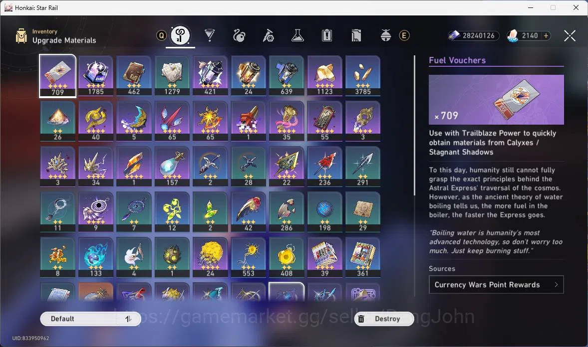 Honkai Star Rail Accounts Others ASIA|TL 70|16 Limit|11 LCsign|Jade 2140+Warp 15|Hypercarry 12