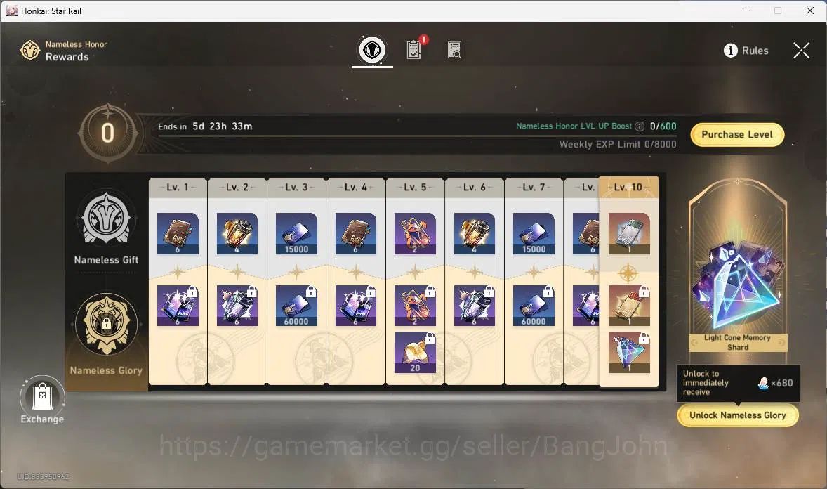 Honkai Star Rail Accounts Others ASIA|TL 70|16 Limit|11 LCsign|Jade 2140+Warp 15|Hypercarry 2