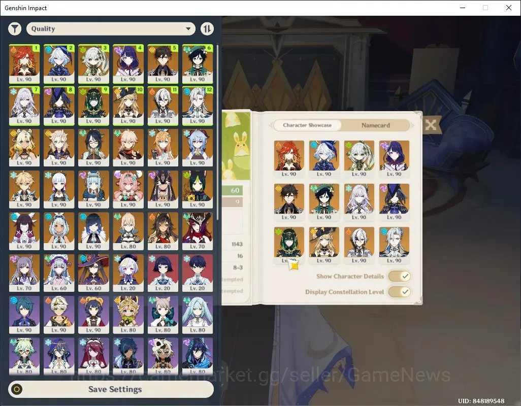 Genshin Impact Accounts Others ASIA|AR 60|Rate On|9 Prem Team|26 Limit + 7 (*5 Weap)|Columbina,Furina,Ganyu +Sign,Raiden 1