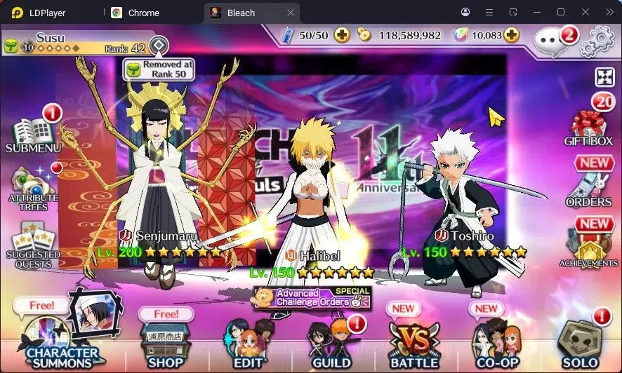 Bleach: Brave Souls Accounts Starter Global |88K BP+10K Orb|Fresh Story|Senjumaru TYBW25,Aizen 6th,Ulquiorra TheHidden,Gin 1