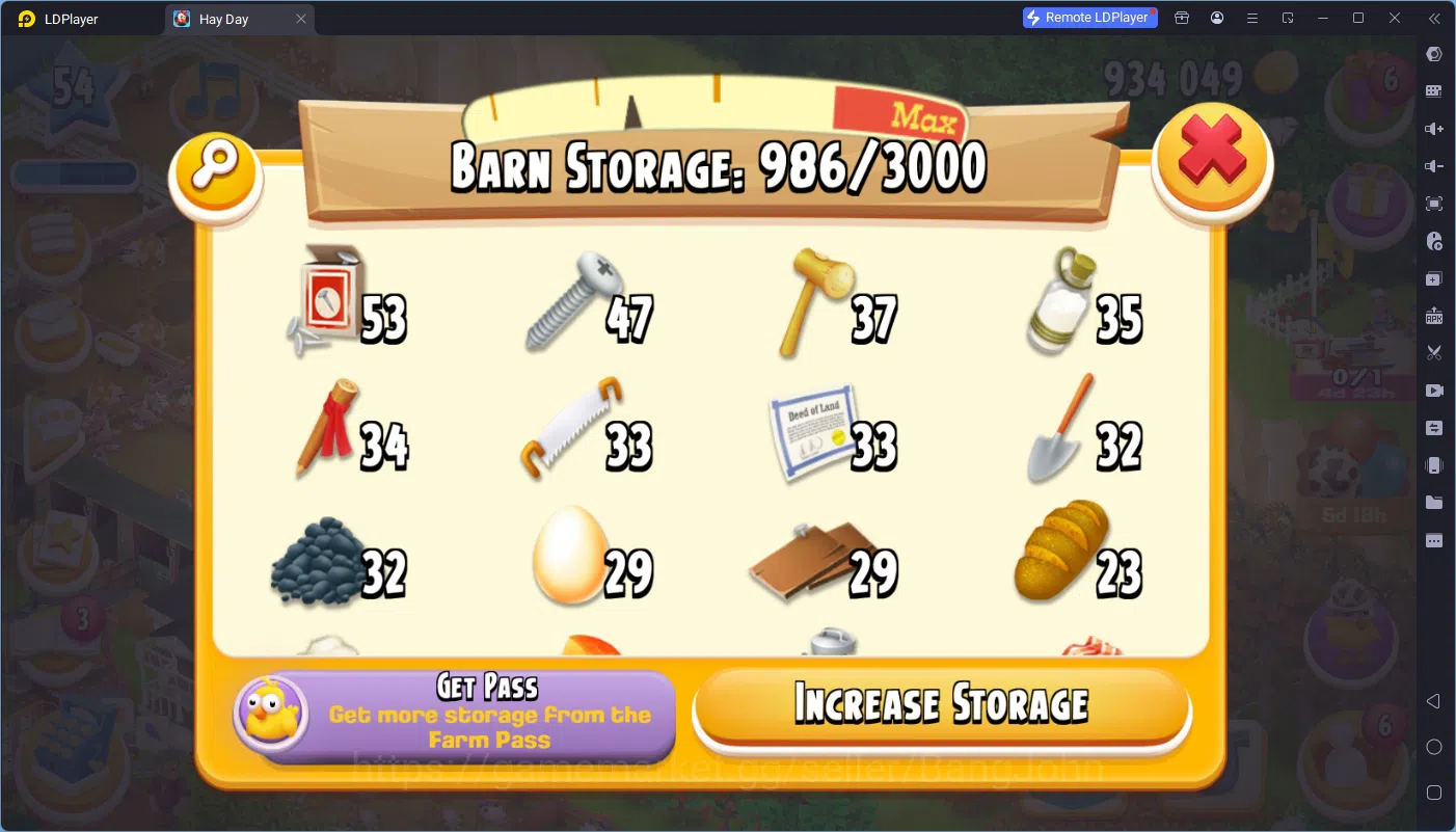 Hay Day Accounts Lvl 54|Silo Storage 786/825|Barn Storage 986/3000| image 7