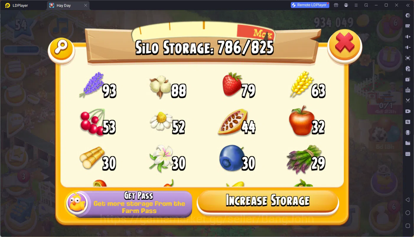 Hay Day Accounts Lvl 54|Silo Storage 786/825|Barn Storage 986/3000| image 8