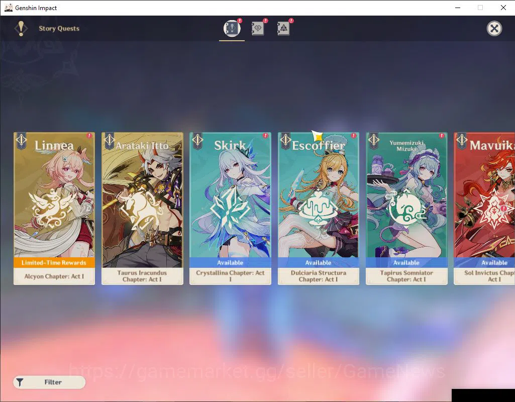 Genshin Impact Accounts Mid Game ASIA|AR 55|3Limited+4(*5Weapon)|Prime Team[Skirk+Sign,Neuvillate,Escoffier]|Mc Male|Low 11