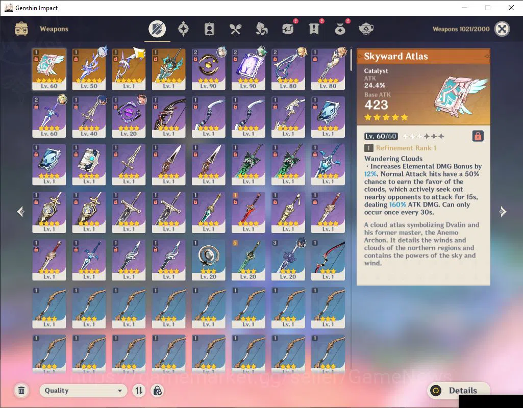 Genshin Impact Accounts Mid Game ASIA|AR 55|3Limited+4(*5Weapon)|Prime Team[Skirk+Sign,Neuvillate,Escoffier]|Mc Male|Low 4