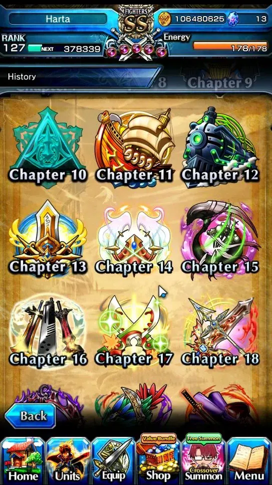 Grand Summoners Accounts End-Game Global|Rank 127|1 SpArt|34 Ascend+18 TW|(Shadow,Beta,S Emiya,S Luvia)+TW Penciligon 14