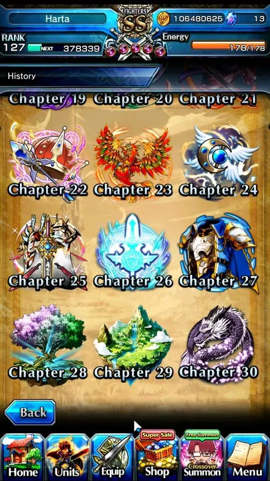 Grand Summoners Accounts End-Game Global|Rank 127|1 SpArt|34 Ascend+18 TW|(Shadow,Beta,S Emiya,S Luvia)+TW Penciligon 16