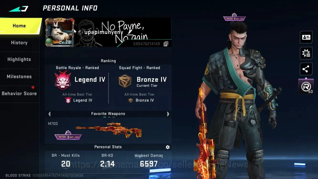 Blood Strike Accounts Others Asia|ULTRA [ETHAN-PitchStrike,M700-Boitatá,Lightblade-Dark Force]|Limited Origin-12 3