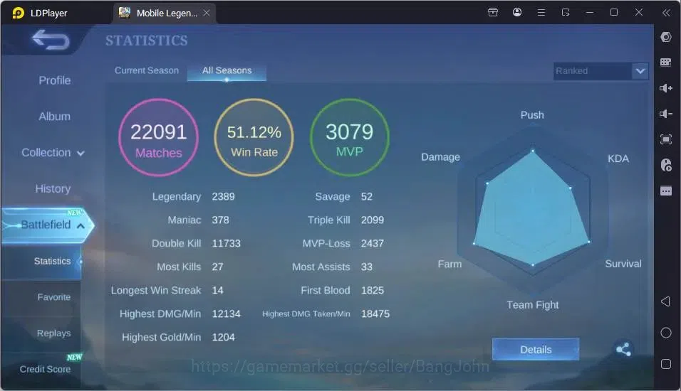 Mobile Legends: Bang Bang Accounts Global|Hero 132|Skin 249|Renowned|K.O.F Karina|Col image 13