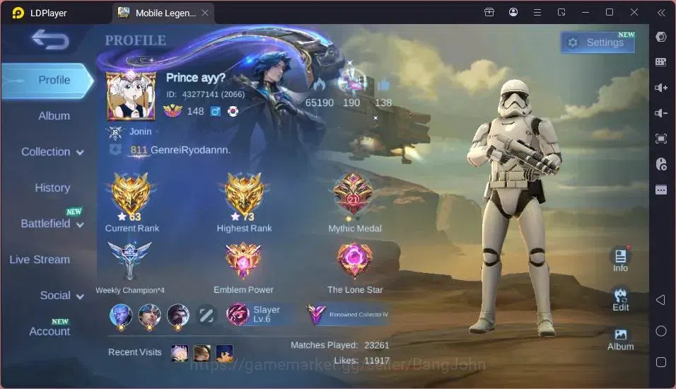 Mobile Legends: Bang Bang Accounts Global|Hero 132|Skin 249|Renowned|K.O.F Karina|Col image 15