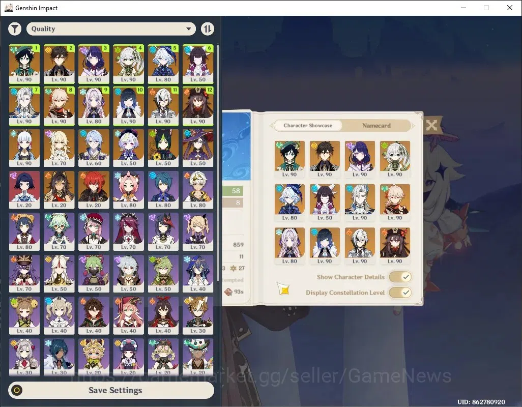 Genshin Impact Accounts Others ASIA|AR 58|Arle Team|14 Limit +8 (*5Weap)|(Hu Tao 1