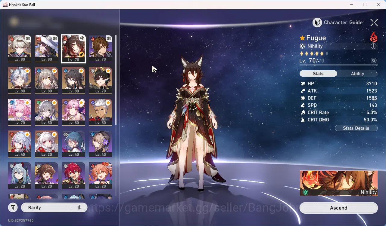 Honkai Star Rail Accounts ASIA TL65 | Cyrene+S, Fugue+S, Fu Xuan E1 | Firefl image 6