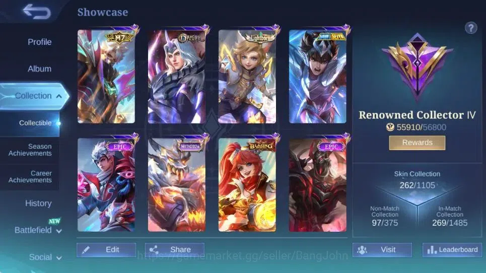 Mobile Legends: Bang Bang Accounts Global|Hero 132|Skin 262|Renowned|Collector Natali image 17