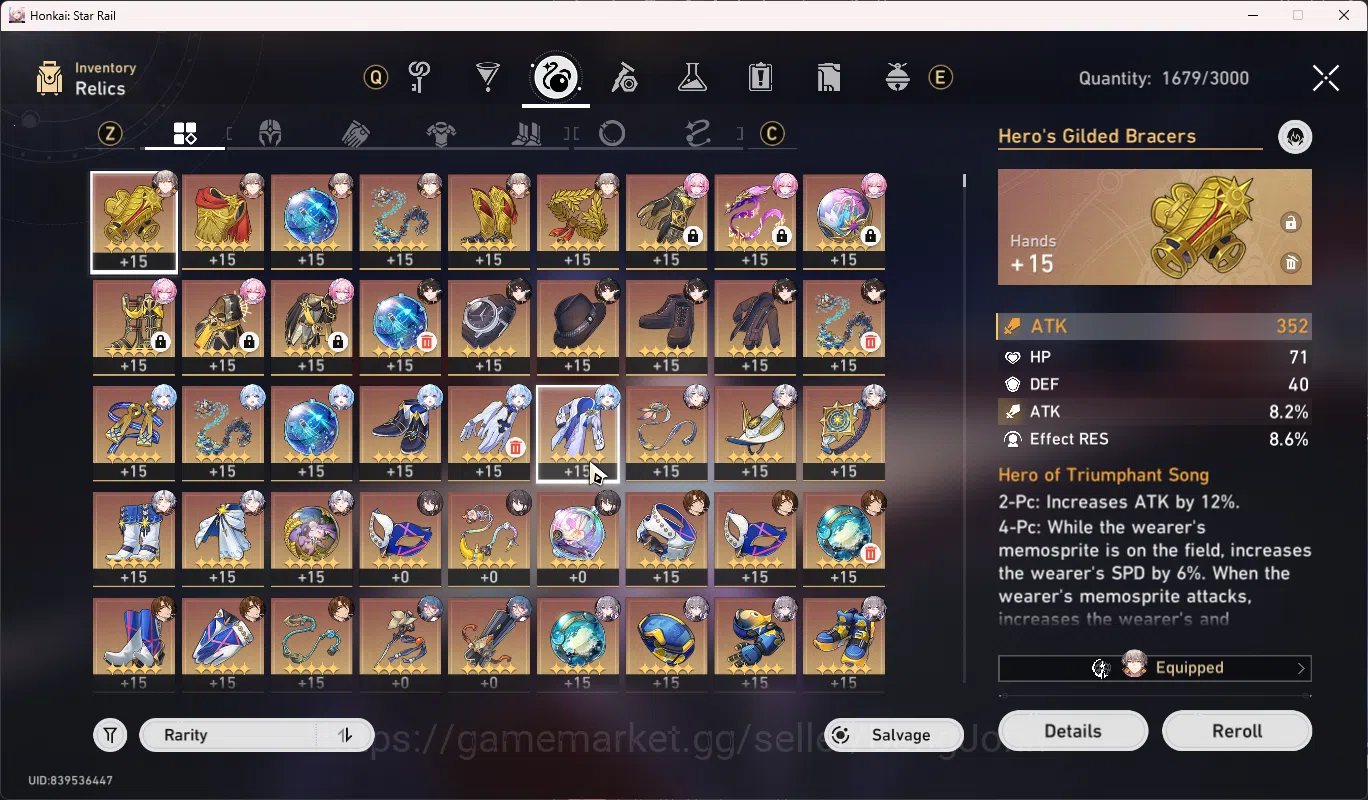 Honkai Star Rail Accounts Others ASIA | TL 68 | Phainon + Sign | Cerydra | Cyrene E1 | DanhengPT | Archer | Ruan Mei | Welt 6