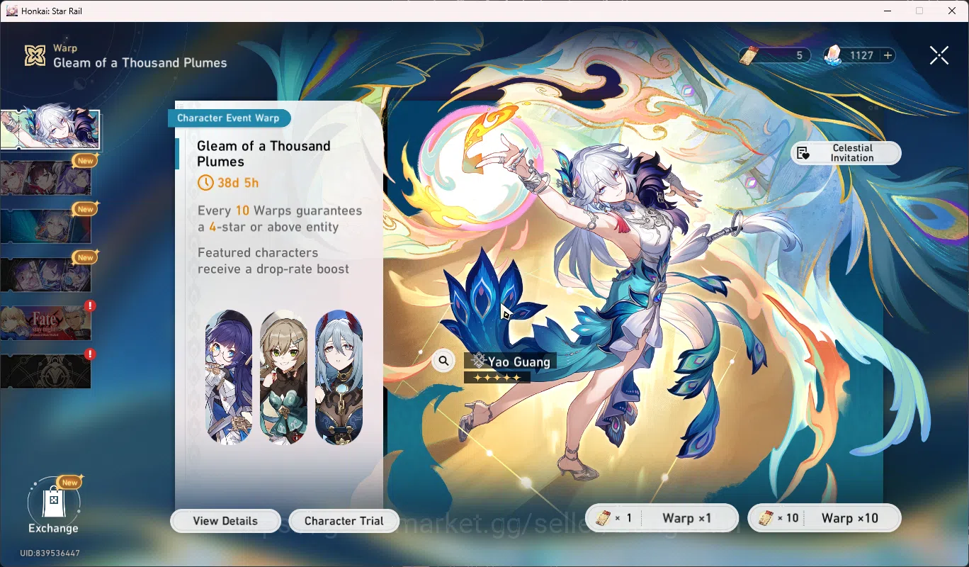 Honkai Star Rail Accounts Others ASIA | TL 68 | Phainon + Sign | Cerydra | Cyrene E1 | DanhengPT | Archer | Ruan Mei | Welt 9