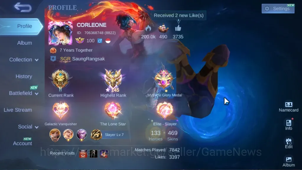Mobile Legends: Bang Bang Accounts Others Hero 133|Skin 469|Ex Immo 145|Legend(Freya),3 Aspirant,3 Naruto,2 KOF,2 1