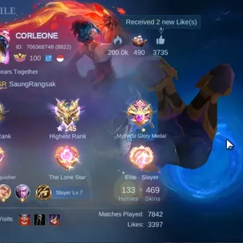 Mobile Legends: Bang Bang Accounts Others Hero 133|Skin 469|Ex Immo 145|Legend(Freya),3 Aspirant,3 Naruto,2 KOF,2