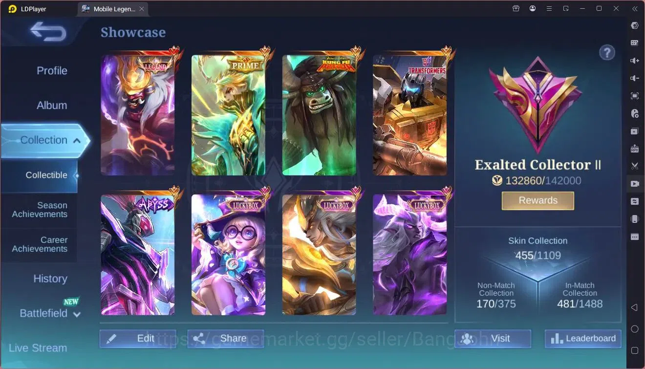 Mobile Legends: Bang Bang Accounts Global|Hero 131|Skin 455|Exalted|Legend Franco|Aby image 19
