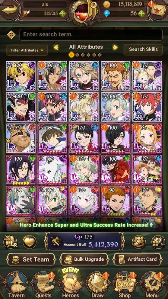 The Seven Deadly Sins: Grand Cross Accounts Others ASIA|5.4M Power|LR:NemesMelioda(2/6)s,Subaru,Etc|UR:Meresca 1