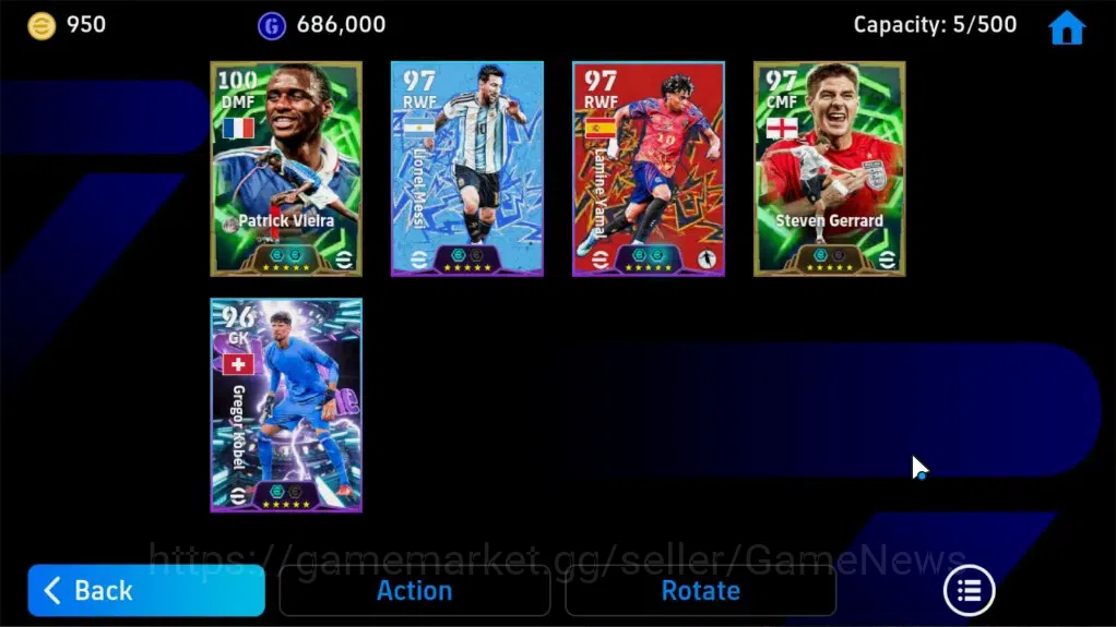 eFootball Accounts Legends & Iconic Players Android|2 Epic,Patrick Vieira,Steven Gerrard|3 Show Time Lionel Messii,Lamine 4