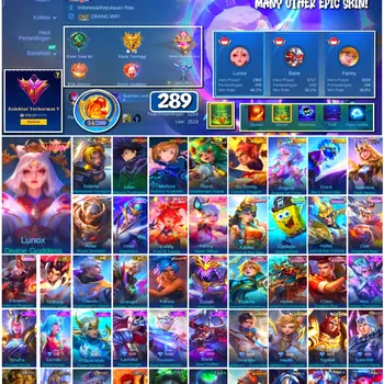 Mobile Legends: Bang Bang Accounts #4362 289 Skins | Lunox Divine Goddess (LEGEND) | Julian Megumi Fushiguro (JUJUTSU
