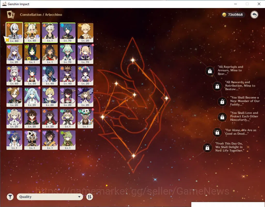 Genshin Impact Accounts ASIA|AR 45|2 limited 23*4Character|[Arlecchino,Xil image 3