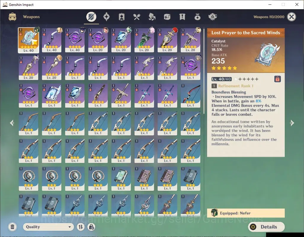 Genshin Impact Accounts ASIA|AR 29|2 Limited+ 1(*5Weap)|Nefer,Wanderer|Los image 5